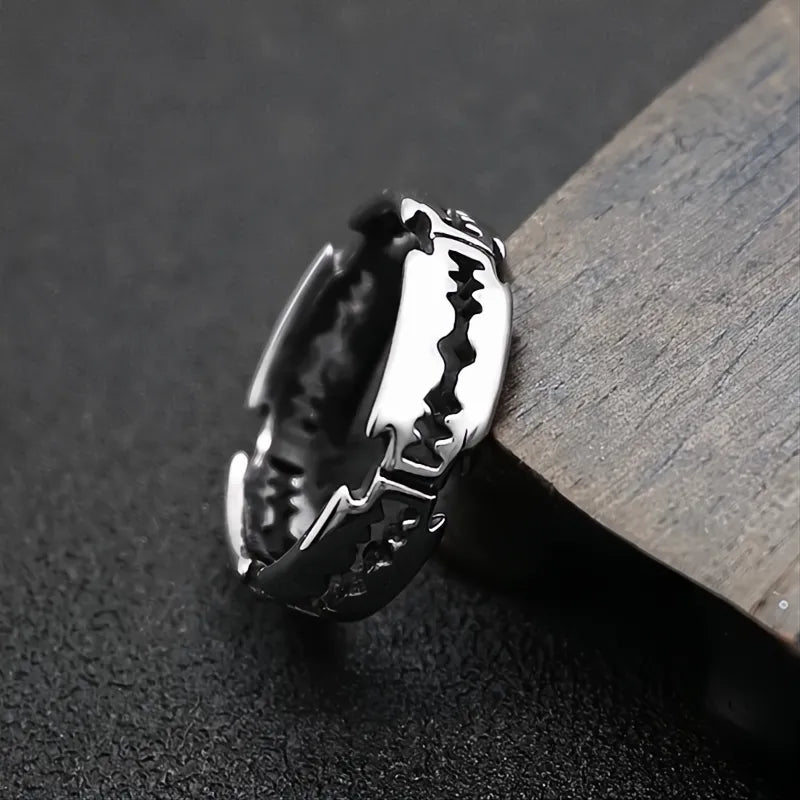 Korean Style Punk Razor Blade 316L Stainless Steel Couple Rings for Men Women