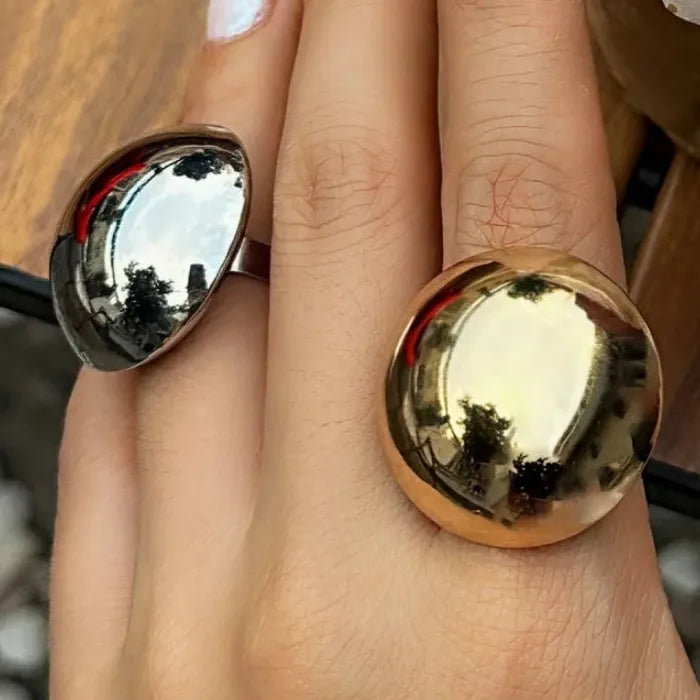 Geometric Oval Adjustable Unisex Fashion Ring Symbolizing Balance and Harmony