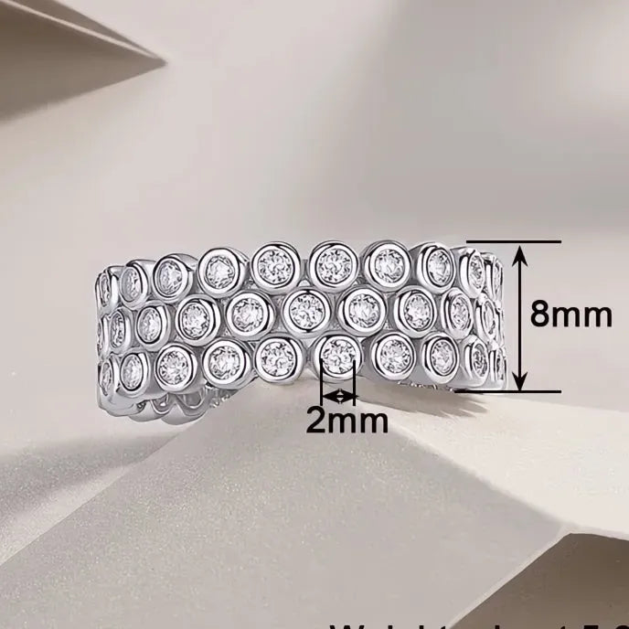 Delicate Women’s Brass Ring with Shiny Round Cubic Zirconia Geometric Wedding Jewelry