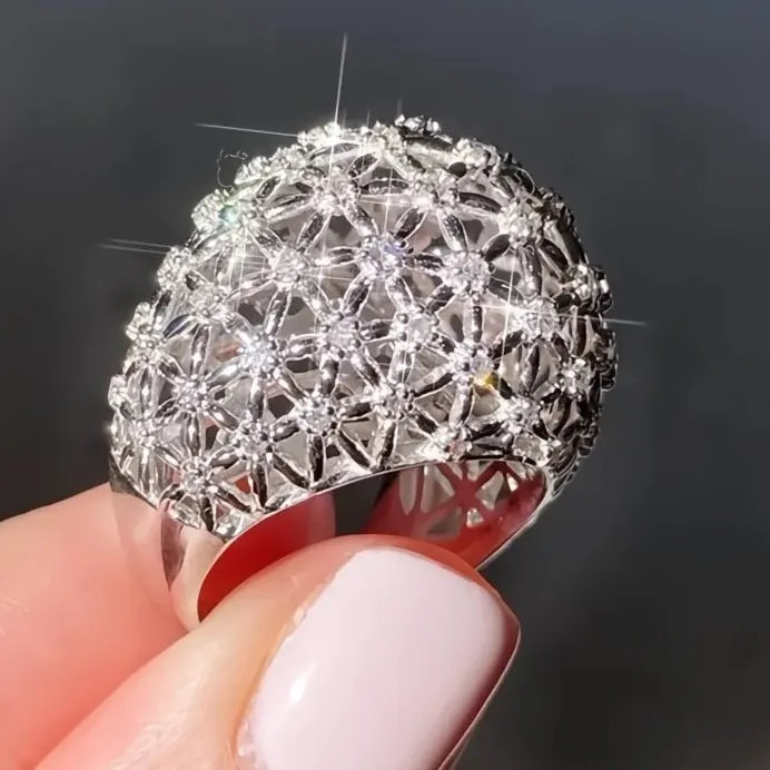 Luxury Women's Geometric Cubic Zirconia Wedding & Party Ring