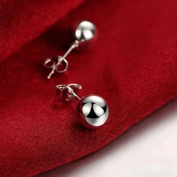 9mm Silver Metal Stud Earrings for Women Zinc Alloy Simple Cute Jewelry Charm