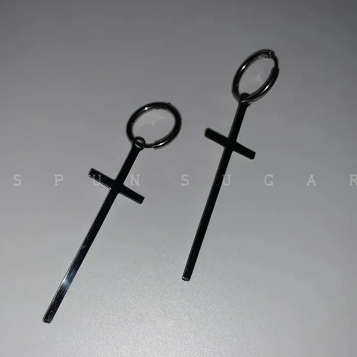 2024 Extra-Long Copper Alloy Cross Earrings Religious Unisex Jewelry Gift