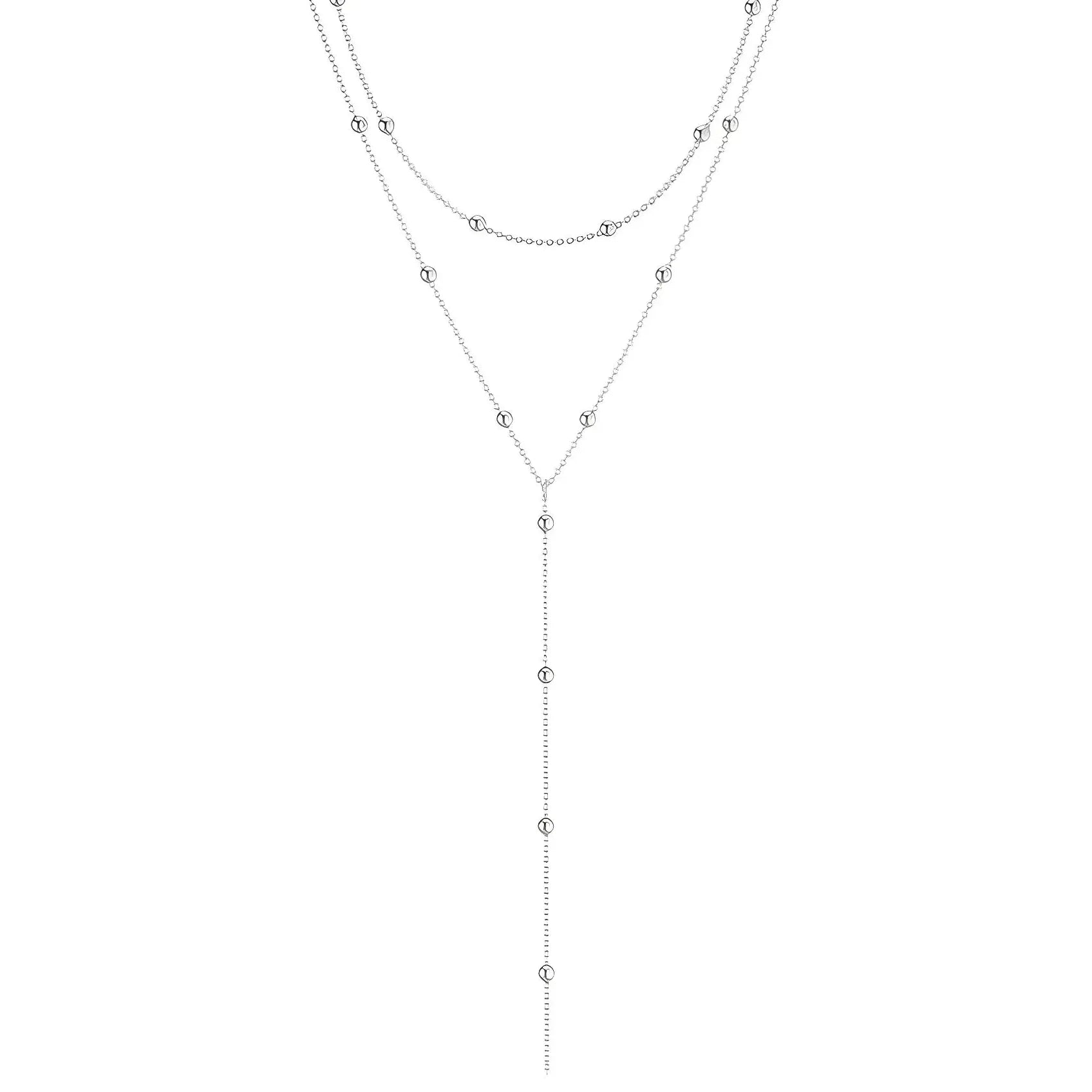Vintage Gold Double Layered Long Chain Necklace for Women Copper Geometric Pendant Circle Symbol