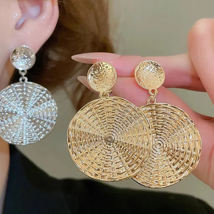 Exaggerated Round Geometric Zinc Alloy Drop Earrings for Women Gift