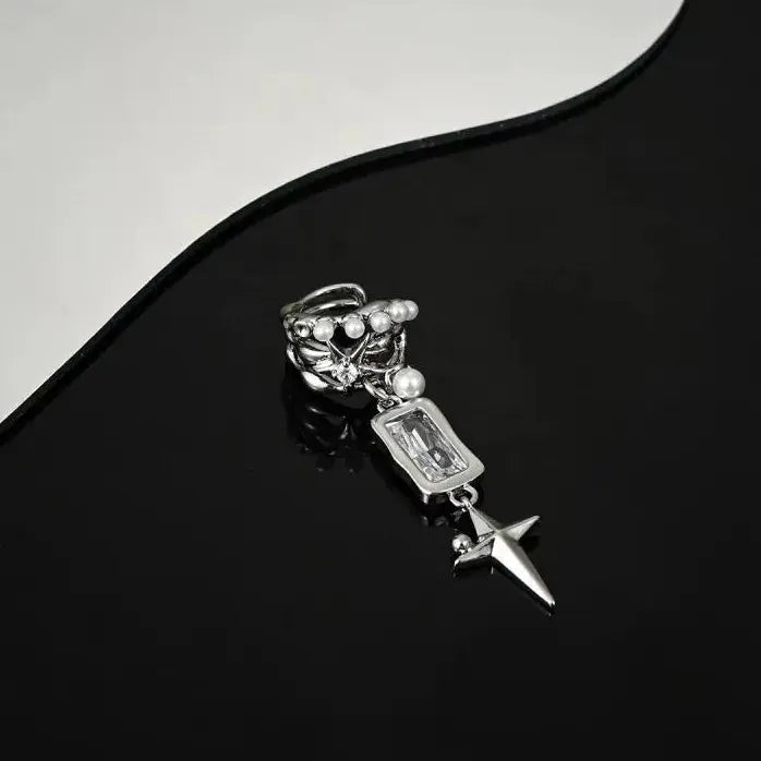 Star Zircon Copper Clip-On Star Earrings for Women Men Punk Gothic Luxury