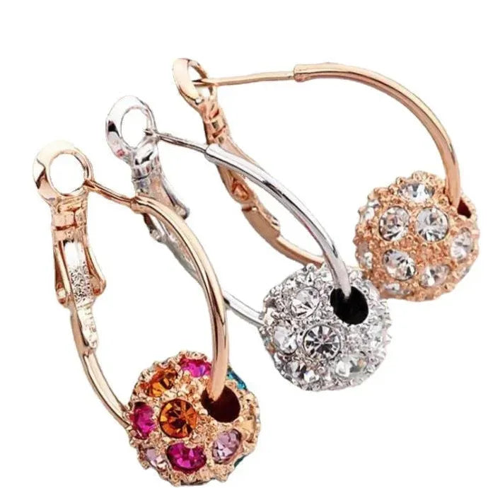Women Lucky Beads Crystal Earrings Colorful Balls Inlaid Zircon Jewelry