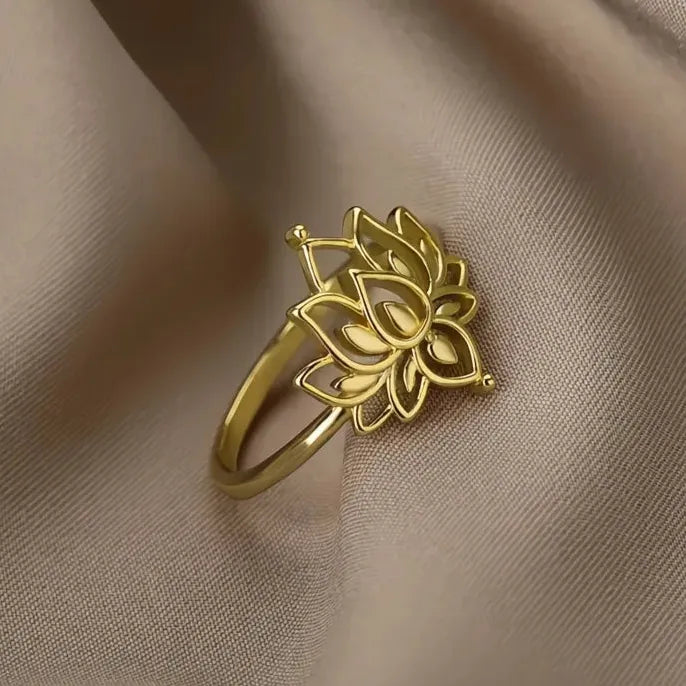 Romantic Lotus Flower Women’s Wedding Ring Brass Gold & Silver Color Jewelry