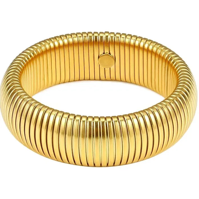 18K Gold Plated Stainless Steel Geometric Punk Snake Chain Cuff Bracelet