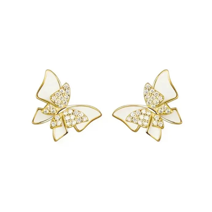 Elegant Butterfly Women Stud Earrings Cubic Zirconia Insect Jewelry