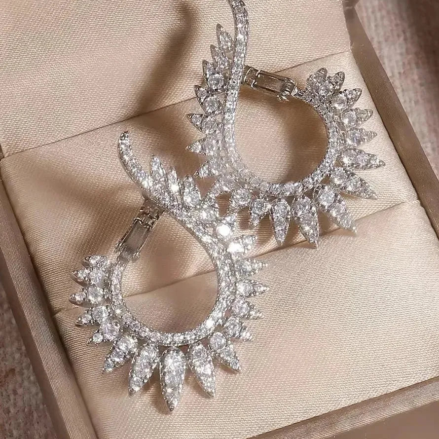 Elegant Star Cubic Zirconia Copper Earrings for Women Party Wedding Jewelry