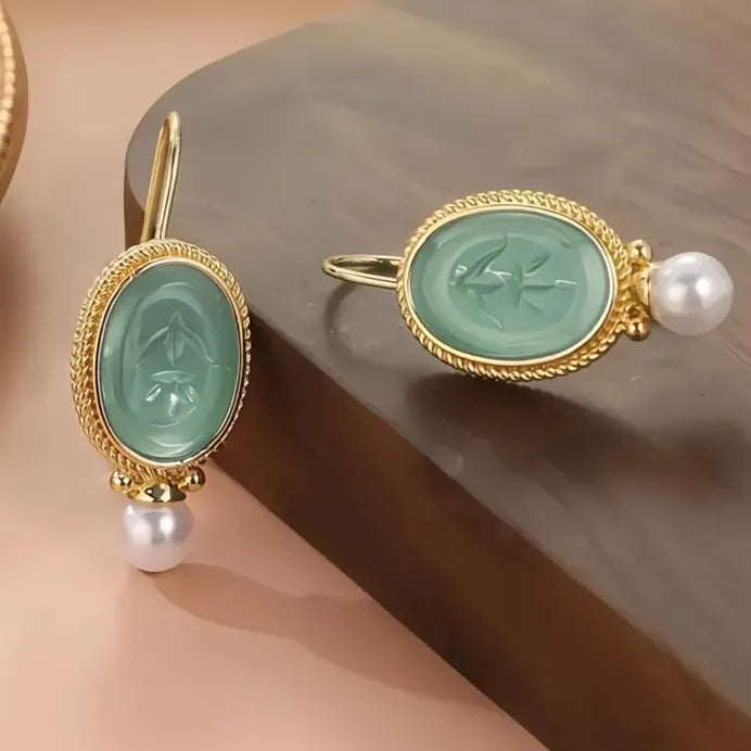 Elegant Gold Drop Earrings with Simulated Pearl for Women Jewelry Accessory