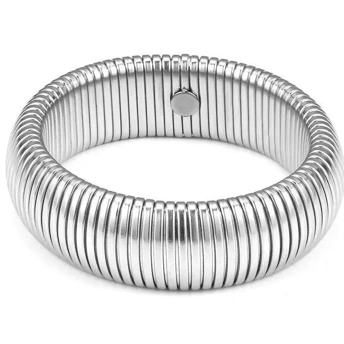 18K Gold Plated Stainless Steel Geometric Punk Snake Chain Cuff Bracelet