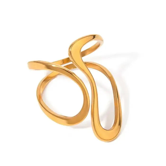 Minimalist Stainless Steel Geometric Open Ring for Women Gold Tone Gift Jewelry