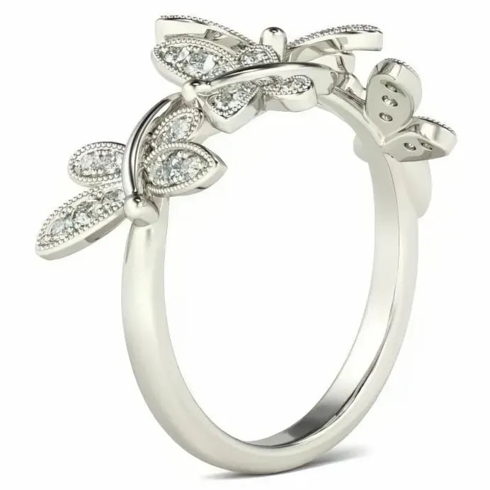 Elegant Sweet Dragonfly Cubic Zirconia Ring for Women Fashion Jewelry