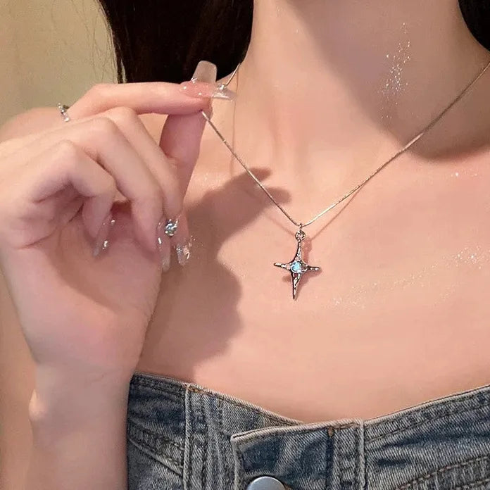 Adjustable Y2K Zinc Alloy Cross Zircon Pendant Necklace for Women Gift