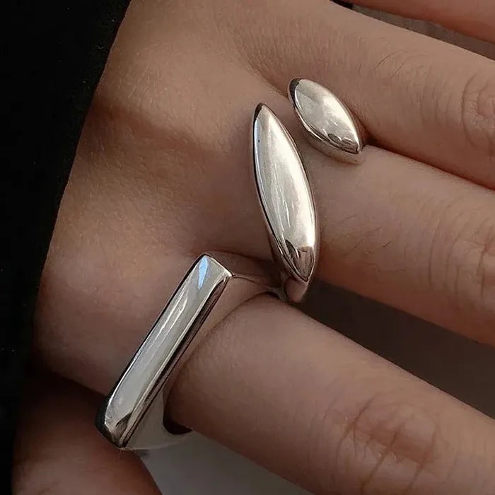 Handmade Silver Geometric Mood Tracker Ring for Women Gift Stylish Jewelry