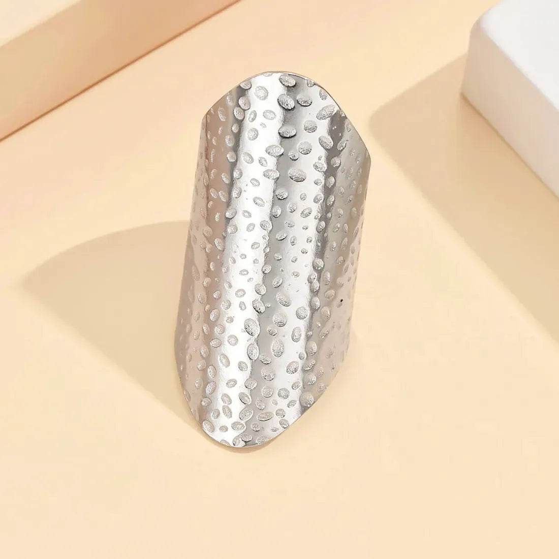 Adjustable Vintage Punk Elliptical Broad Surface Stainless Steel Cocktail Ring Women