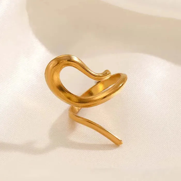 Adjustable Vintage Gold Geometric Hollow Stainless Steel Mood Tracker Ring for Women Men