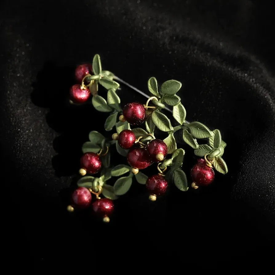 Geometric Girls Brooch Cranberry Design Elegant Pin Accessory