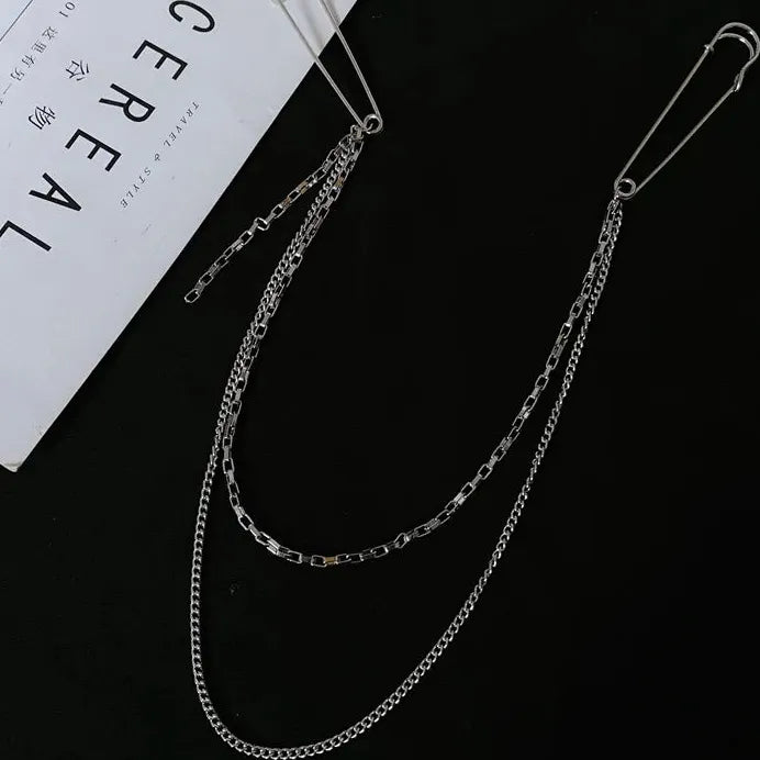 Punk Double Chain Zinc Alloy Brooch Unisex Hip Hop Street Fashion Jewelry