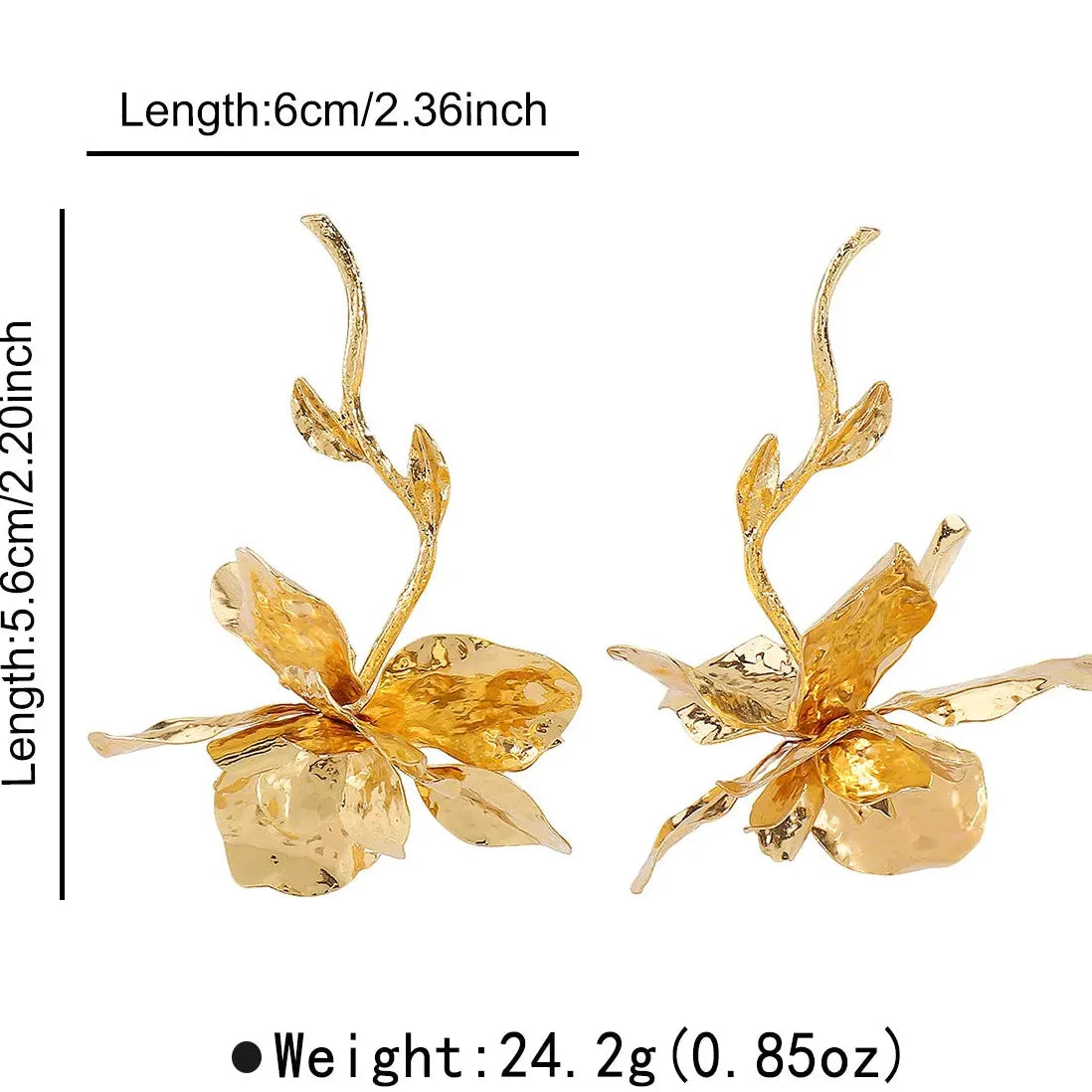 Vintage Metal Flower Leaf Earrings for Women Punk Multi-Layered Nature Design