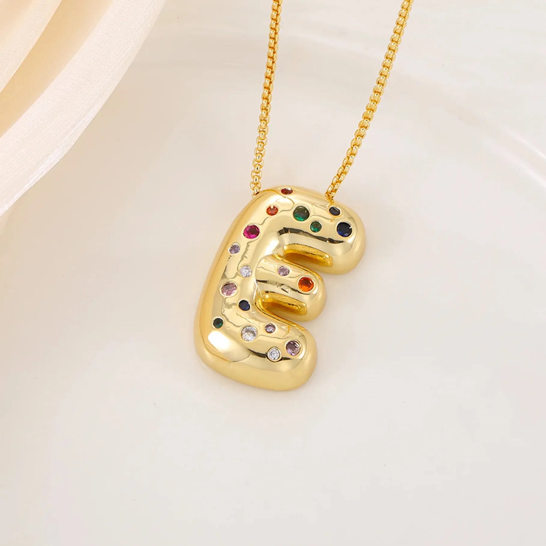 18K Gold Plated A-Z Letter Pendant Necklace for Women Gift Cubic Zirconia