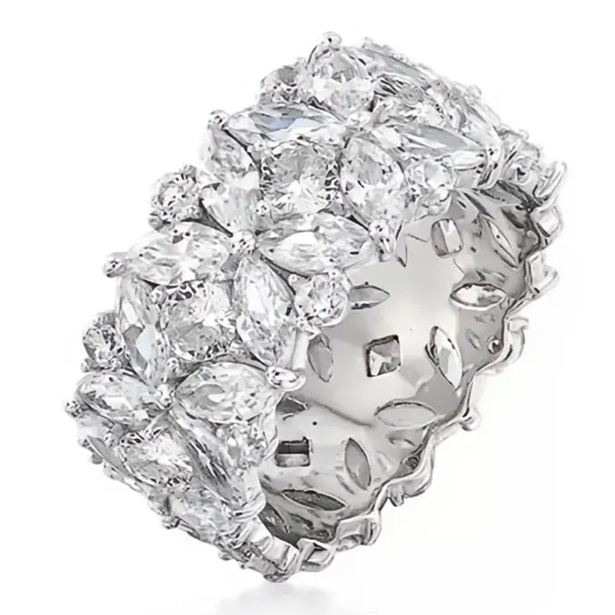 Charming Flower Design Women’s Ring Brass Cubic Zirconia Sparkling Cocktail Fashion Jewelry