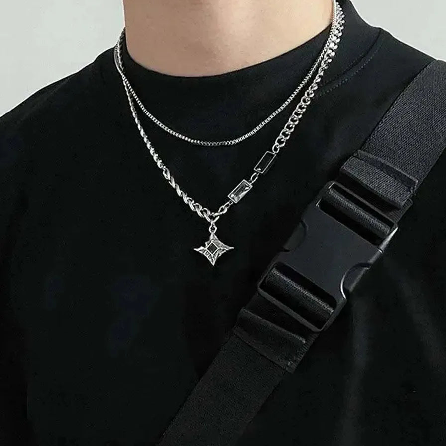 Hip Hop Star Circle Pendant Necklace Unisex Charm Fashion Jewelry