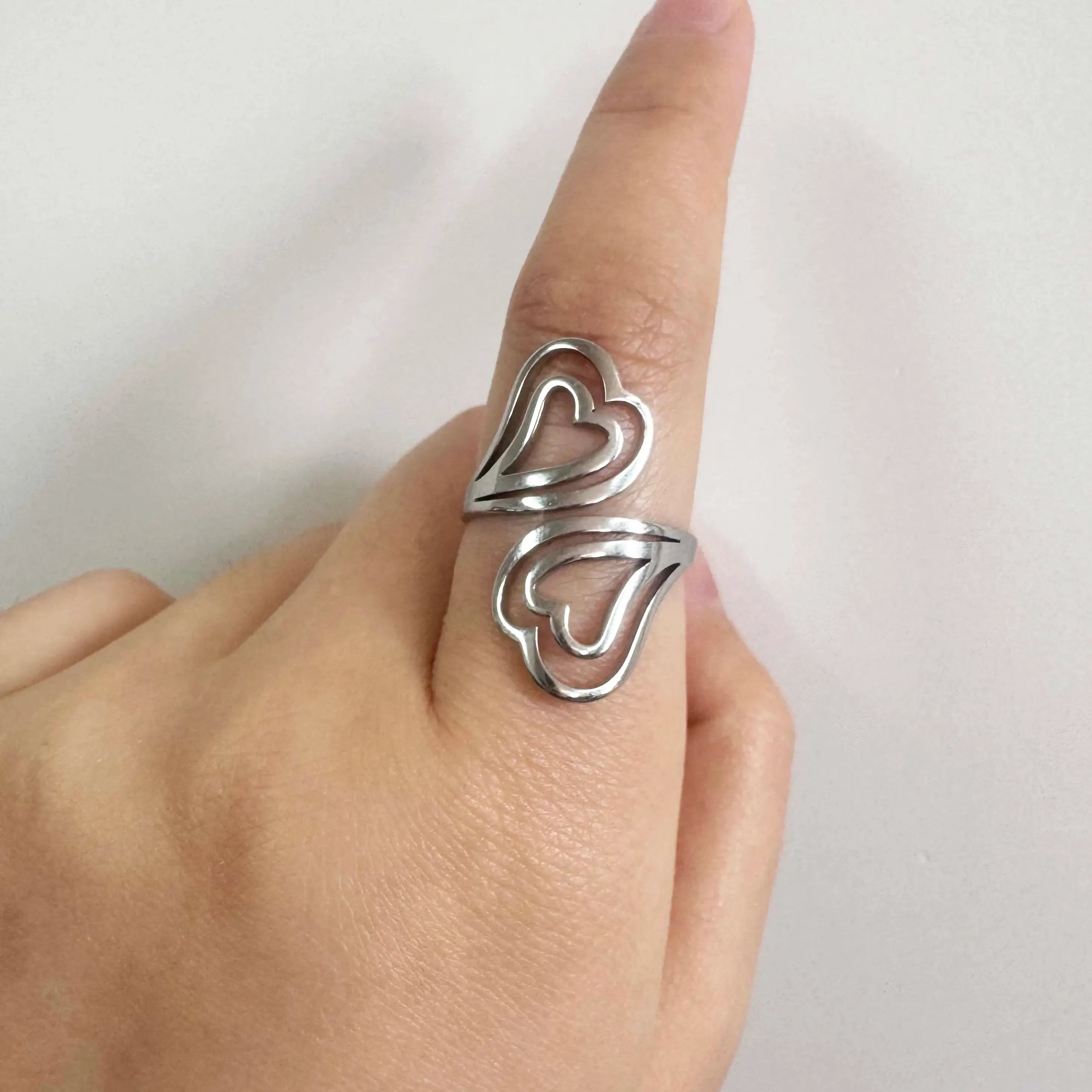 Adjustable Stainless Steel Starfish Multi-Layer Vintage Silver Ring for Women Men Jewelry