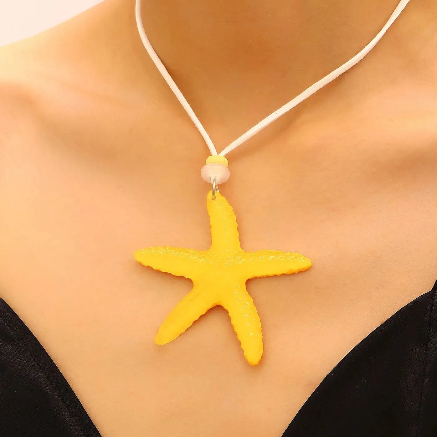Blue Large Starfish Pendant Necklace for Women Romantic Holiday Jewelry
