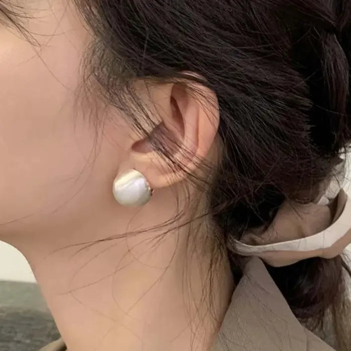 2026 Brushed Frosted Metal Spherical Hoop Earrings Gold Ball Jewelry