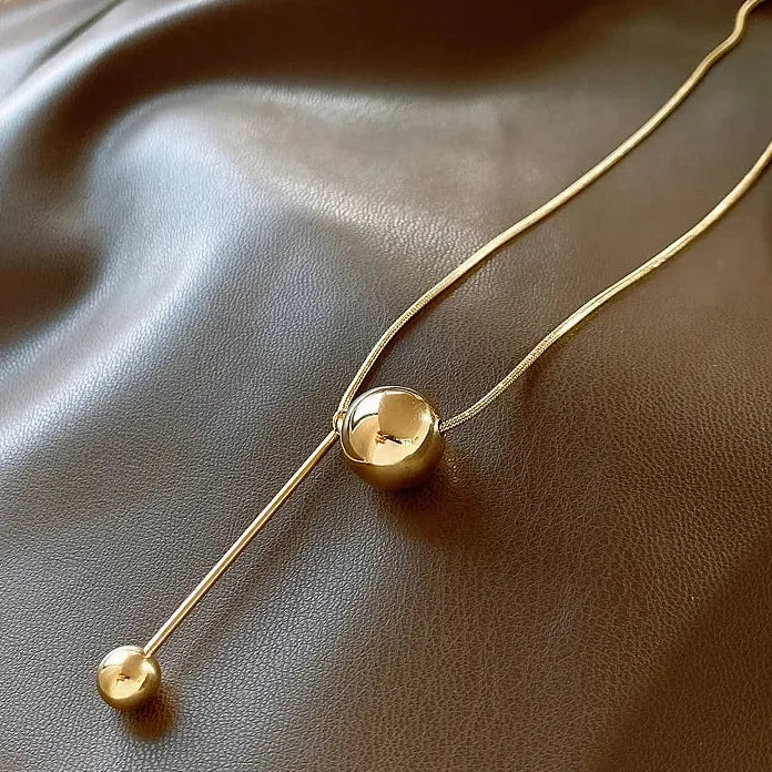 Simple Golden Circle Pendant Stainless Steel Non-Fading Necklace for Women