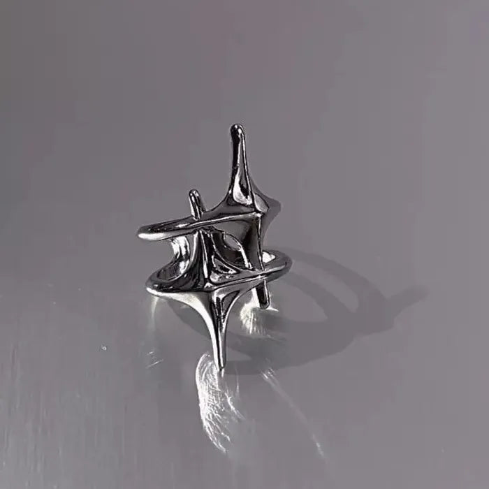 Adjustable Punk Gothic Star Ring Double Cross for Women Men Y2K Party Jewelry