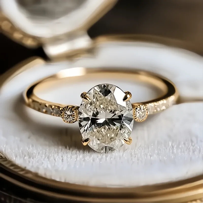 Fashion Women Ring Gold Color Simple Design Cubic Zirconia Inlaid Elegant Jewelry for Engagement Daily