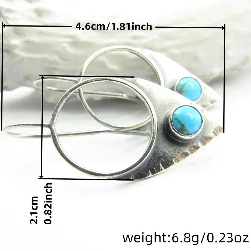 Vintage Blue Stone Drop Earrings for Women Zinc Alloy Pendant Jewelry Party Engagement