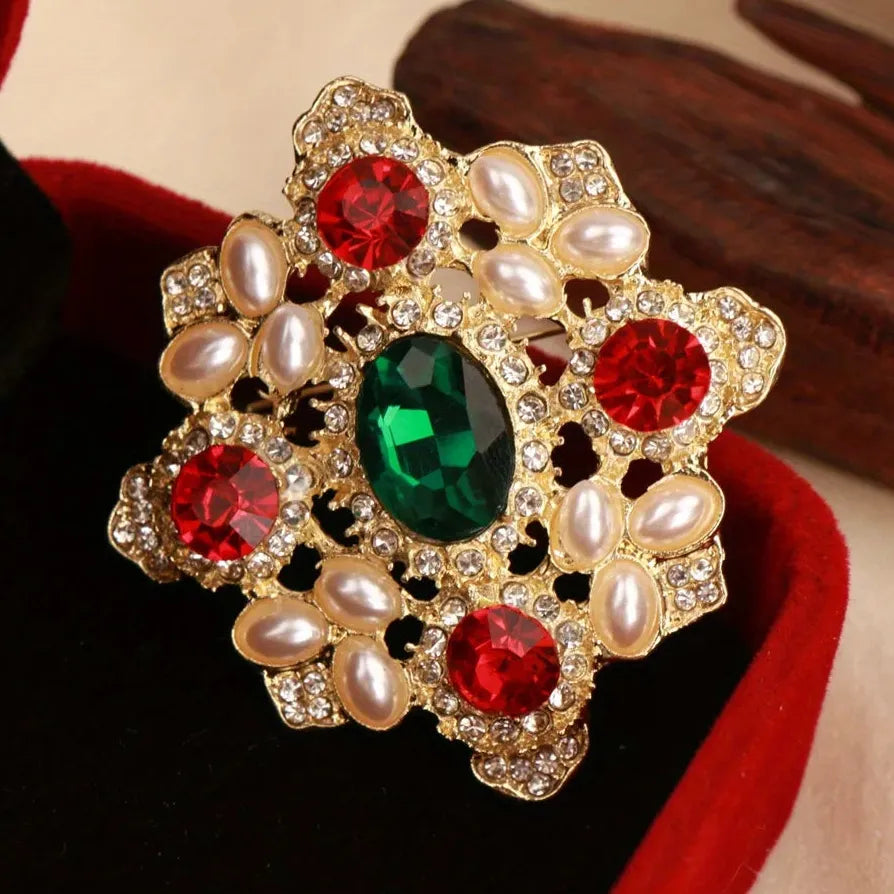 Vintage Openwork Floral Cross Brooch for Women Classic Style Accessory