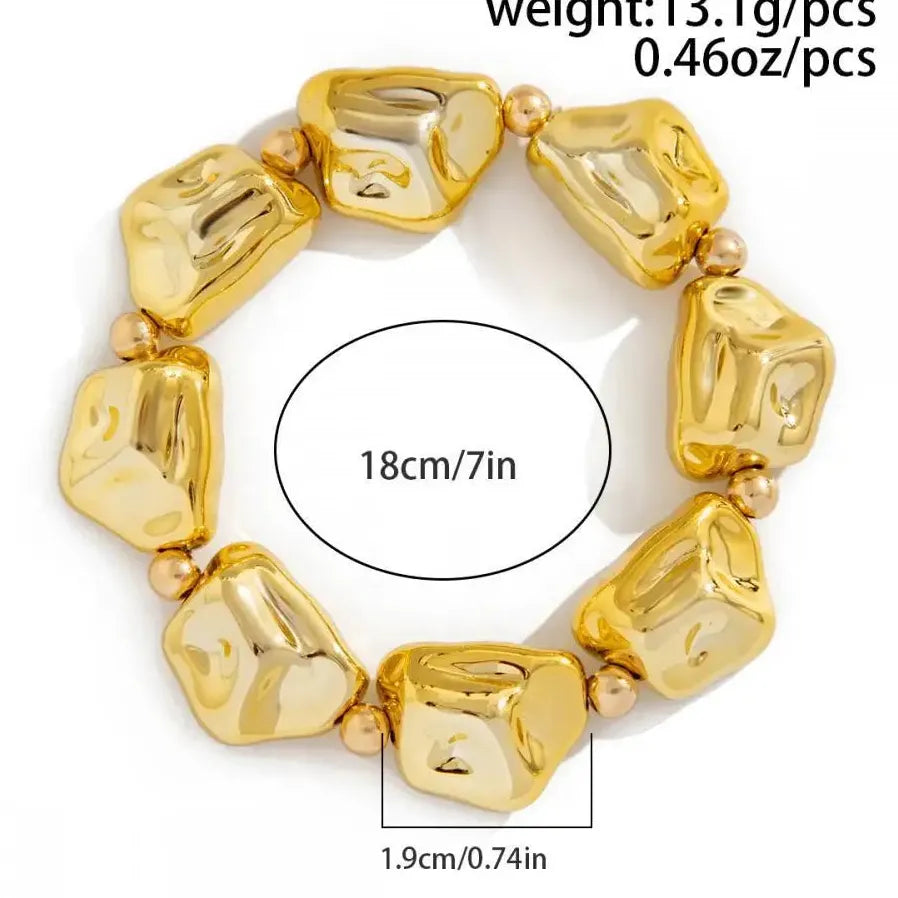 Vintage Geometric CCB Bead Bracelet for Women Elastic Punk Charm Bangle Gift Jewelry