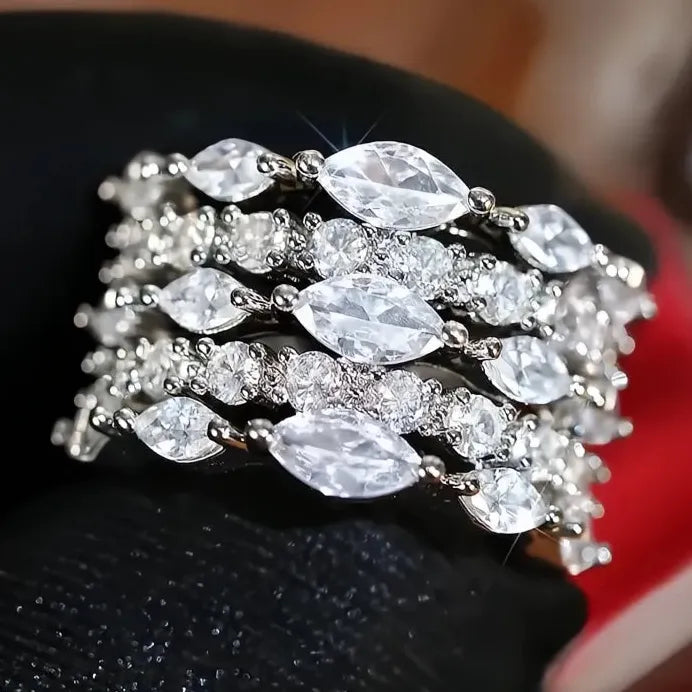 Luxury Women’s Cubic Zirconia Cocktail Ring Wedding Engagement Gift Jewelry