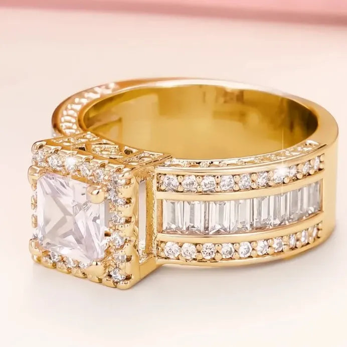 Classic Square Princess Cubic Zirconia Women’s Engagement Wedding Band