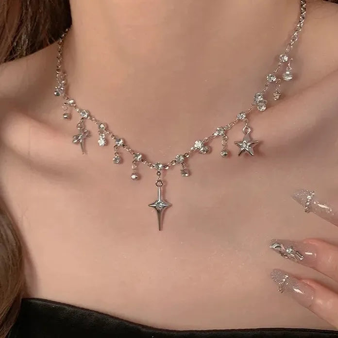 2025 Punk Silver Thorny Choker Necklace Unisex Hip Hop Rock Flame Jewelry