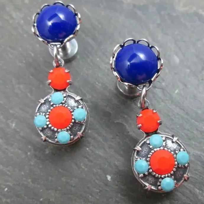 Silver Water Drop Dangle Earrings with Natural Stone for Women Bridal Wedding Gifts