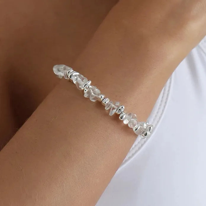 Vintage Irregular Transparent Crystal Necklace & Bracelet Set for Women