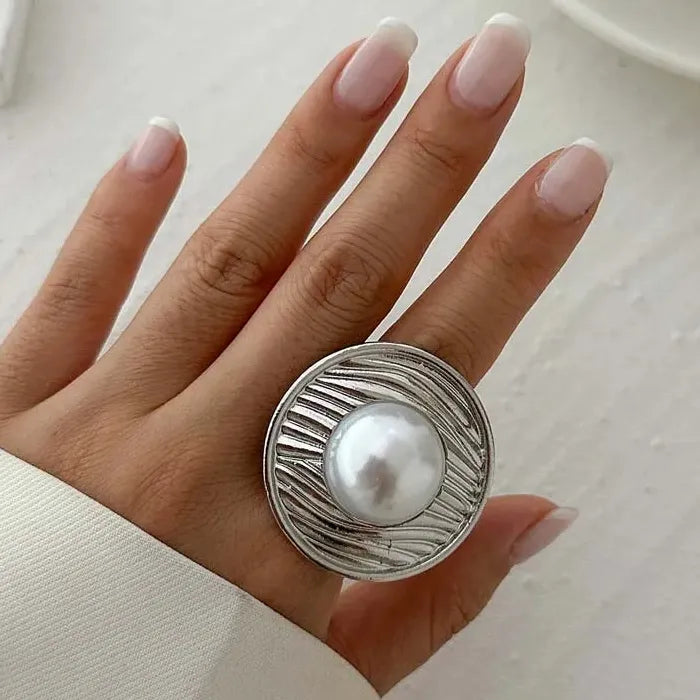 Vintage Adjustable Gold Metal Beads Open Ball Rings for Women Fashion Jewelry