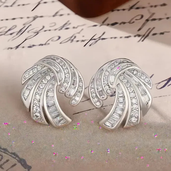 Geometric Cubic Zirconia Stud Earrings for Women 2023 Copper Alloy Fashion