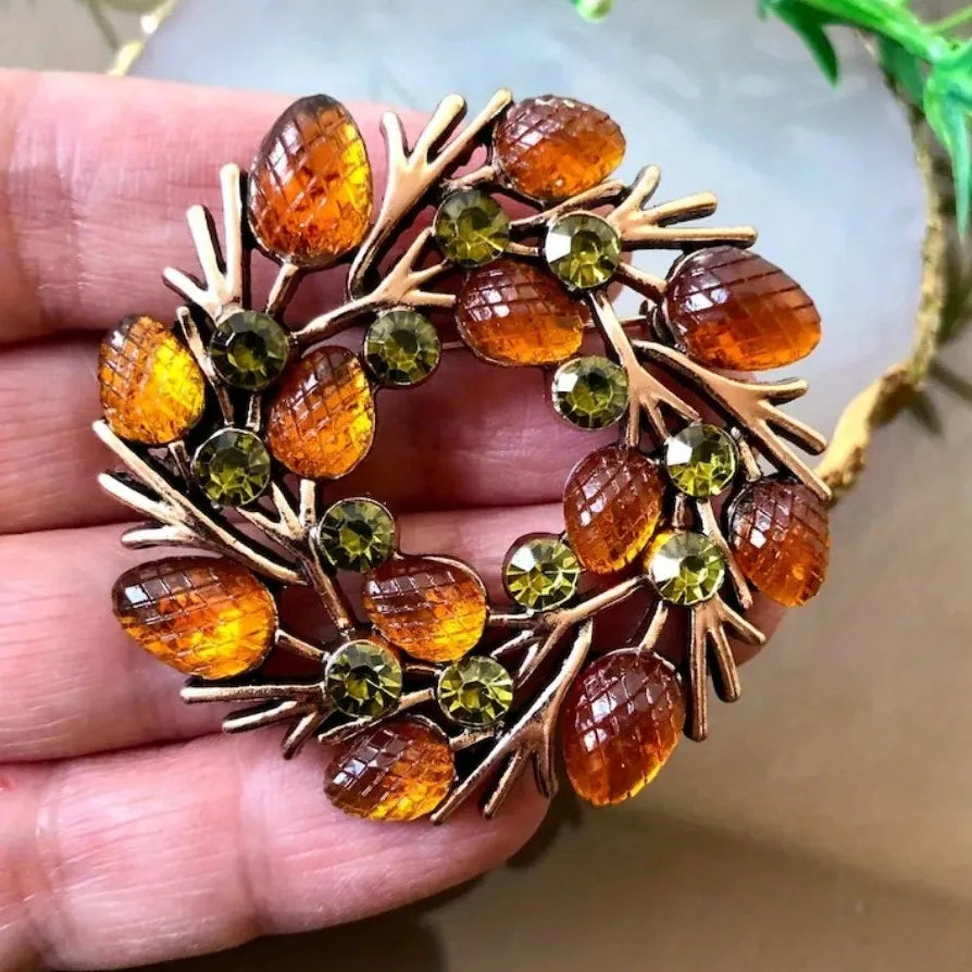 Classic Pinecone Berry Brooch Pin Elegant Gift for Women