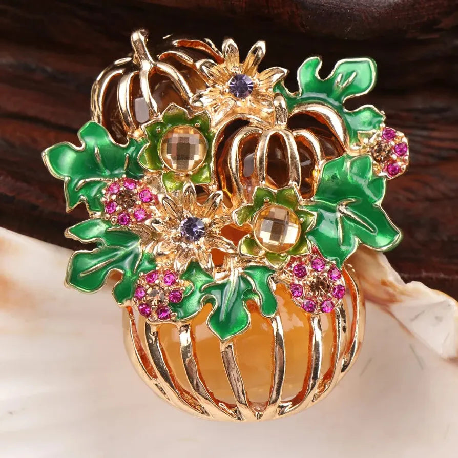 Luxury Halloween Pumpkin Brooch Pin Classic Jewelry Gift for Men Women