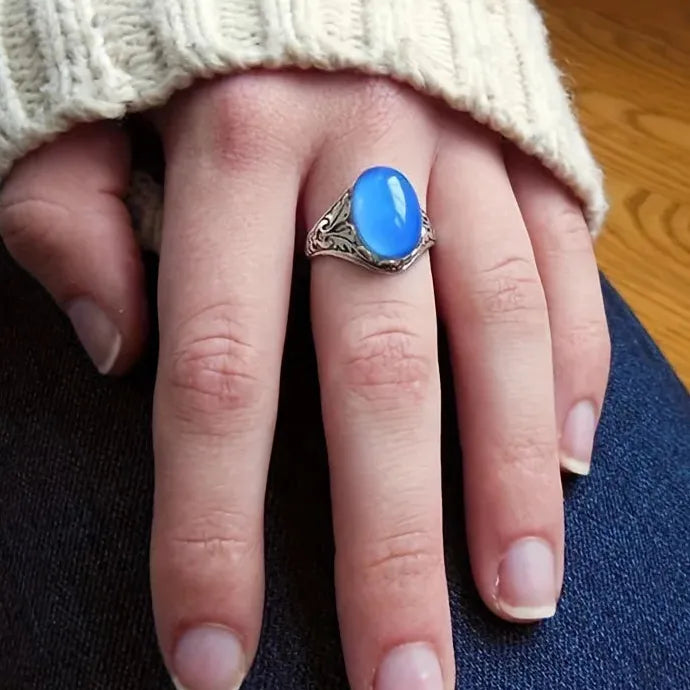 Temperature Sensing Color Changing Ring Zinc Alloy Resin Unisex Engagement Ring