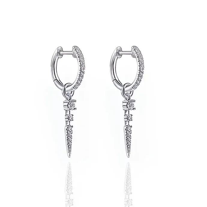 Trendy Cool Girl Copper Alloy Earrings with Sparkling Cubic Zirconia Pendant