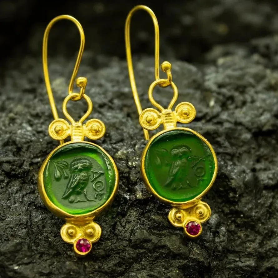 Antique Deer Coin Zinc Alloy Drop Earrings Greek Mythology Christmas Gift