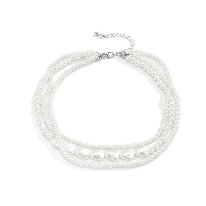Vintage White Imitation Pearl Multilayer Choker Necklace Women Wedding Jewelry